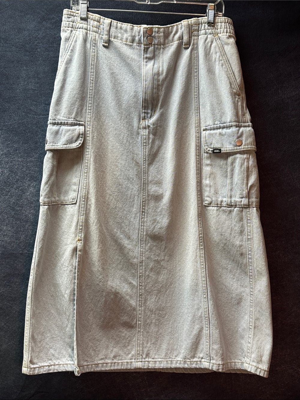 VANS Denim Cargo Skirt with Utility Pockets Large